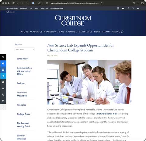 Christendom College screen shot